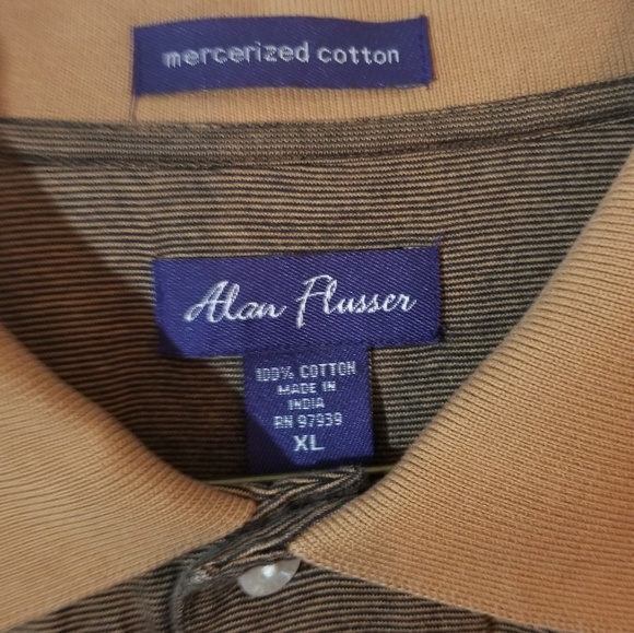 ^Alan Flusser brown tan cotton polo XL - Picture 3 of 5